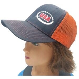 USA on Orange Richardson 115 Low Pro Trucker Hat, Snap Back; Pre-owned